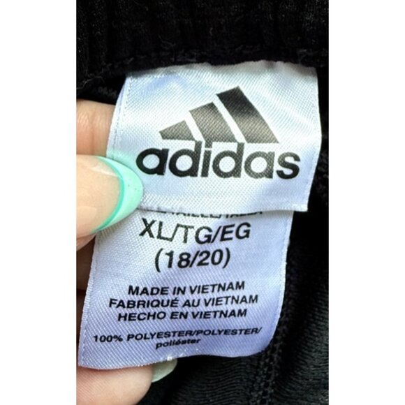 Adidas Youth XL 18/20 Black Athletic Shorts With White Stripes - Picture 5 of 16